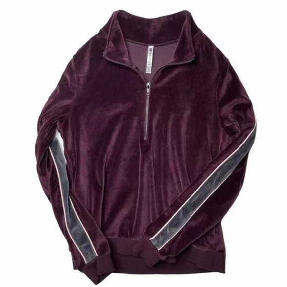 Fabletics Womens Britt Pullover Jacket Purple Gray Small Velour Velvet Plush - Picture 1 of 6